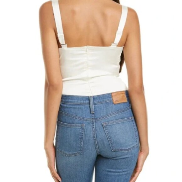 NWOT WeWoreWhat White Ruched Satin Bodysuit Size 4 - Picture 2 of 8